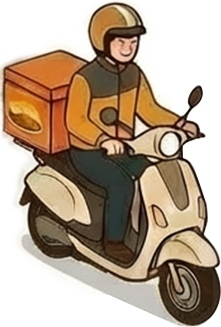 Delivery person and dine-in scene